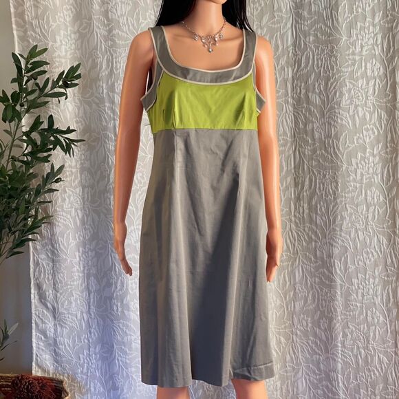 Boden Gray Green Color Block Sleeveless Sheath Dress Mod Retro Office‎ Size 10R - Picture 2 of 7